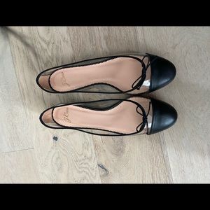 J.Crew Kiki Ballet Flat Black Leather and PVC 8.5 NWT